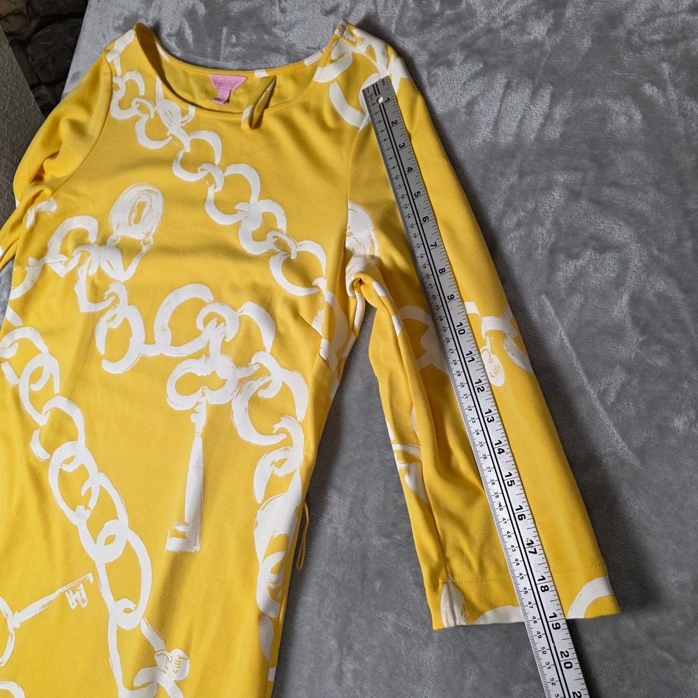 Lilly Pulitzer Yellow & White Chain Print Midi Dress - Picture 10 of 12